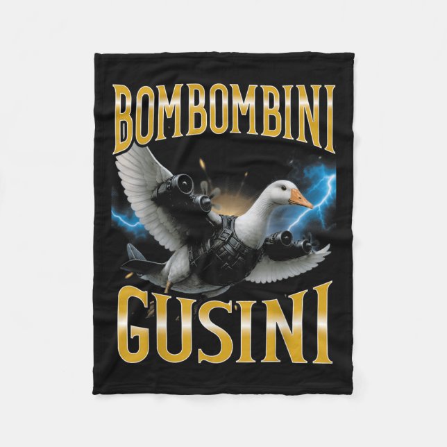 Surreal Italian Brainrot Meme Bombombini Gusini Fu Fleecedecke (Vorderseite)