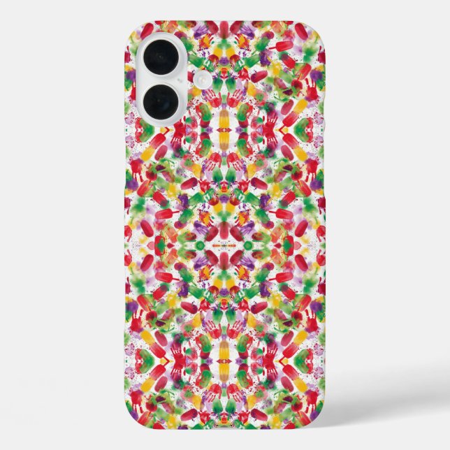 Surreal Kaleidoskop Pop Art iPhone 16 Plus Hülle (Rückseite)