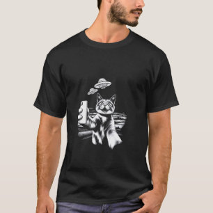 Surreal Katzen UFO Selfie T-Shirt