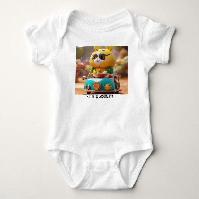 "Surreal Kawaii Fantasy: Niedlicher Cartoon Extrav Baby Strampler (Vorderseite)