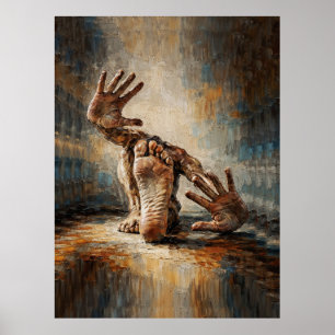 Surreal kriechende Hände und Füße Expressiv Poster
