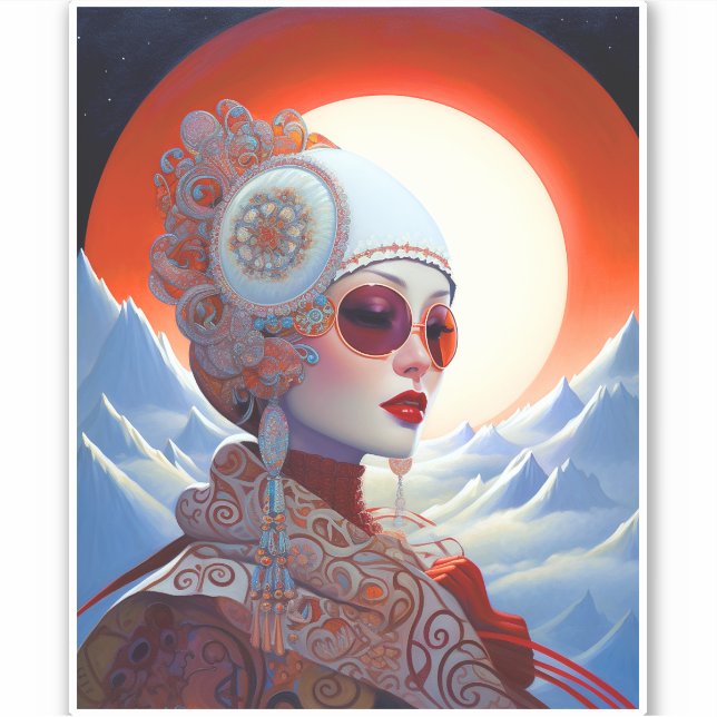Surreal Lady Fantasy Art Aufkleber (Vorderseite)