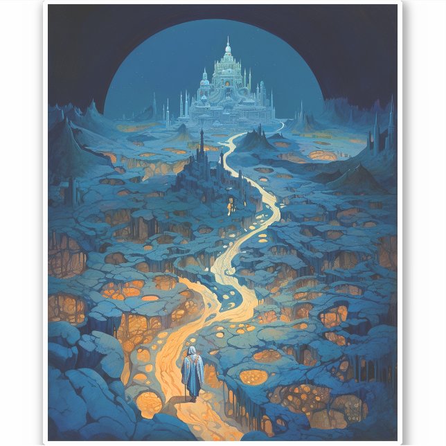 Surreal Landschaft Burg Fantasy Kunst, Dichtung un Aufkleber (Vorderseite)