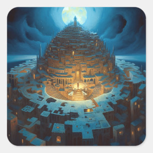 Surreal Landscity Fantasy Art Quadratischer Aufkleber