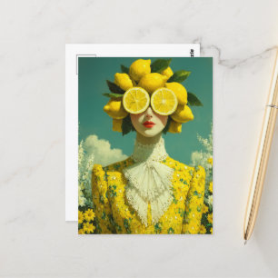 Surreal Lemon Woman Postkarte