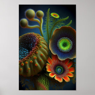 surreal leuchtende Fantasie-Blume Poster