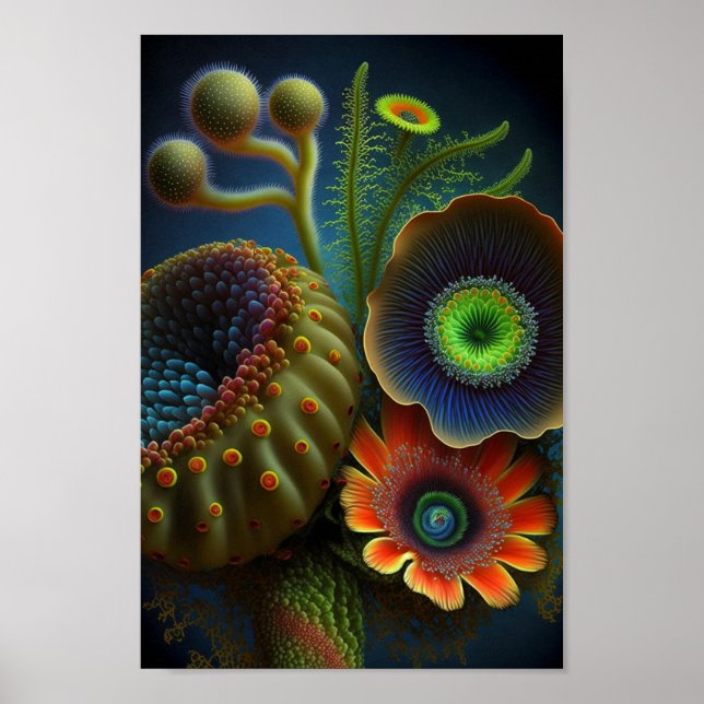 surreal leuchtende Fantasie-Blume Poster (Vorne)