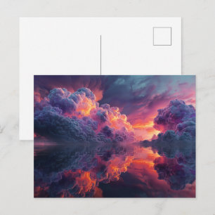 Surreal leuchtende Wolken im Sonnenuntergang, die Postkarte