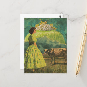 Surreal Limone Wüste Milchweiden Frauen und Kuh Postkarte