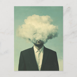 Surreal Man Head in der Cloud Postkarte