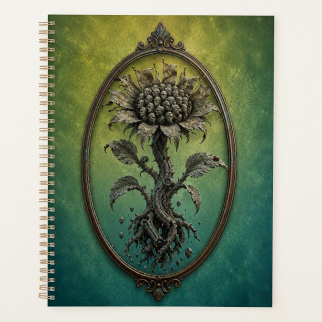 Surreal Many Faces Flower Notebook Planer (Vorderseite)