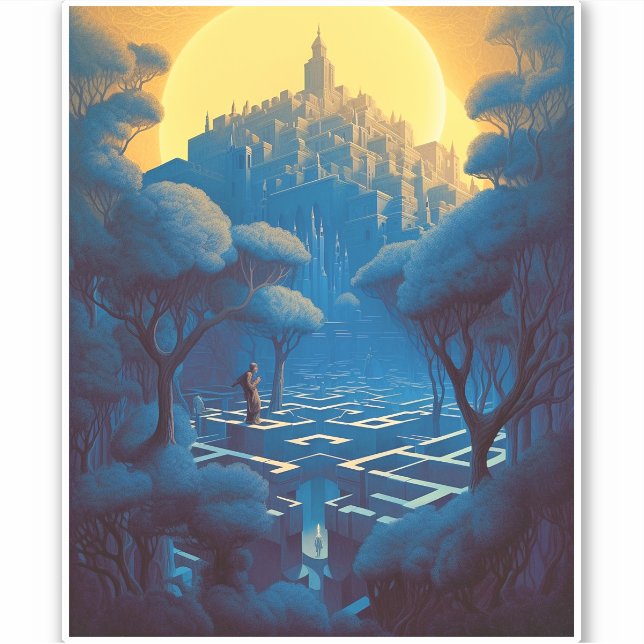 Surreal Maze City Aufkleber (Vorderseite)