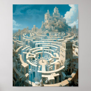 Surreal Maze City Poster