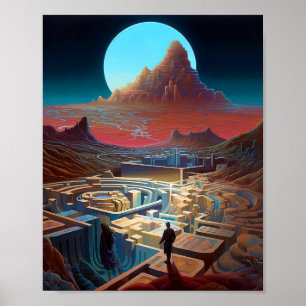 Surreal Maze Landscape Poster