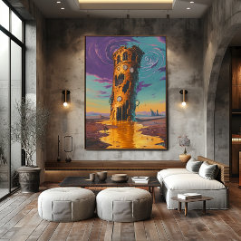 Surreal Melchuhr Turm in traumhafter Landschaft Poster