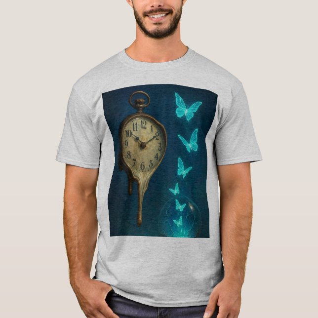 Surreal Melting Clock & Butterflies Tee (Vorderseite)