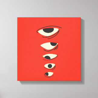 Surreal Minimal Eyes – Abstract Red Illustration Leinwanddruck