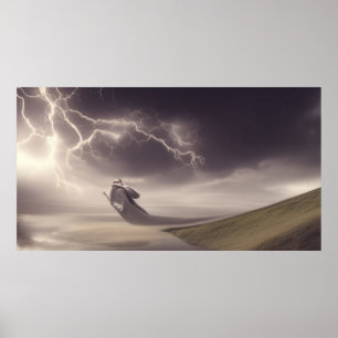 Surreal Moderner Abstrakter Sturm in der Wüste Poster
