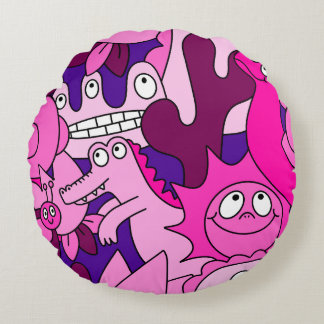 Surreal Monster Mash Rundes Kissen