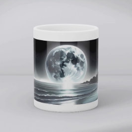 Surreal Moonrise Over Tranquil Ocean Shore Kaffeetasse