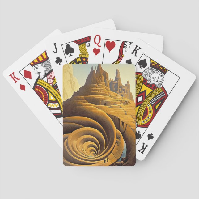Surreal Mountain City Fantasy Art Spielkarten (Rückseite)