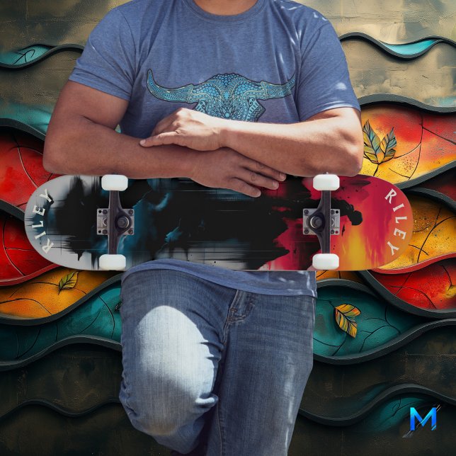 Surreal Mountain Reflection - Bold Blending Design Skateboard (Von Creator hochgeladen)