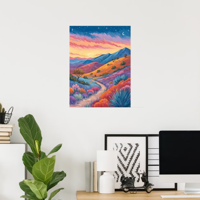 Surreal Mountain Sunset Landscape Painting Poster (Heimbüro)