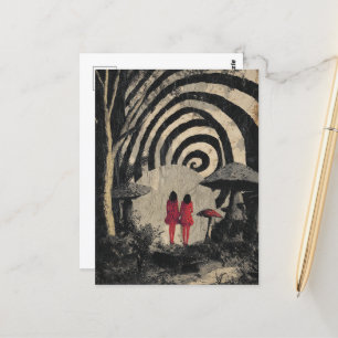 Surreal Mushroom Collage Postkarte