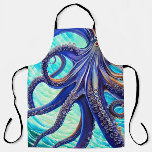 Surreal Octopus Blue Ocean Wave Impressionismus Schürze
