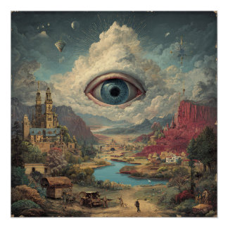 Surreal One-Eye Digital Illustration Wall Art Poster