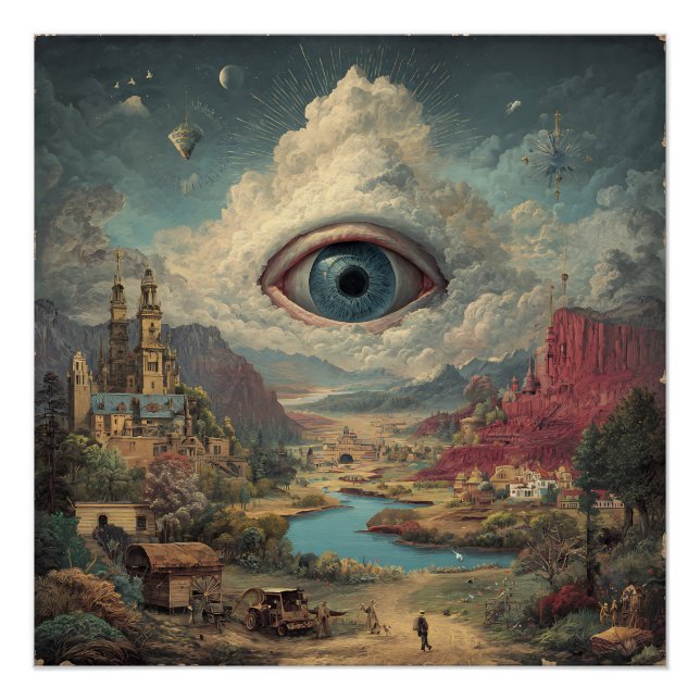 Surreal One-Eye Digital Illustration Wall Art Poster (Vorderseite)