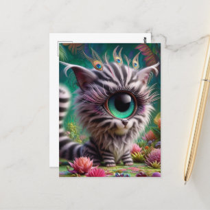 Surreal One Mit Augen Zebra Kitty Peacock Eyelashe Postkarte
