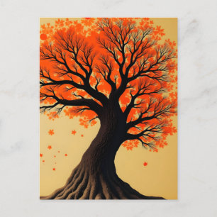Surreal Orange Autumn Tree Postkarte