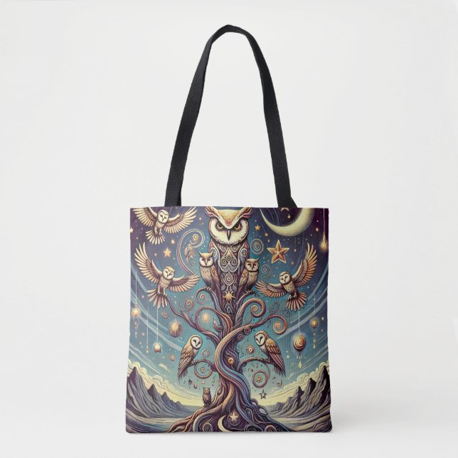 Surreal Owl Forest Tasche (Vorderseite)