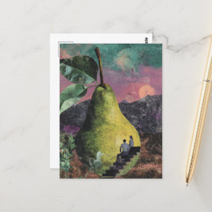 Surreal Pear Collage Postkarte