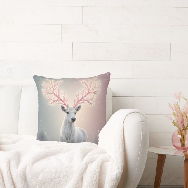 Surreal Pink Antler Reindeer Pillow Kissen (Liege)