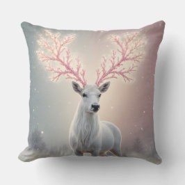 Surreal Pink Antler Reindeer Pillow Kissen