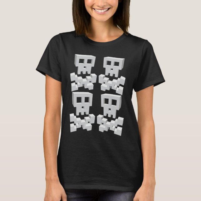 Surreal Pixel Skulls Large minimalist retro style T-Shirt (Vorderseite)