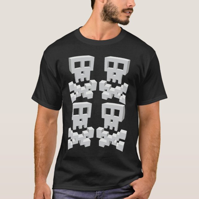 Surreal Pixel Skulls Large minimalist retro style T-Shirt (Vorderseite)