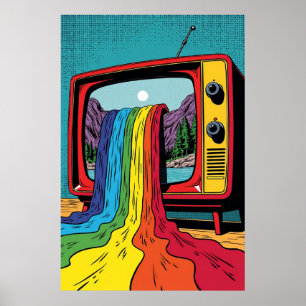 Surreal Pop Art: Regenbogen auf Bildschirm Poster