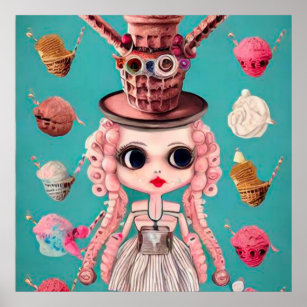 Surreal Pop Ice Creme Top Hat Puppe Poster
