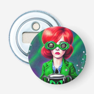 Surreal Pop St. Patrick's Day Beer Goggles Girl Flaschenöffner