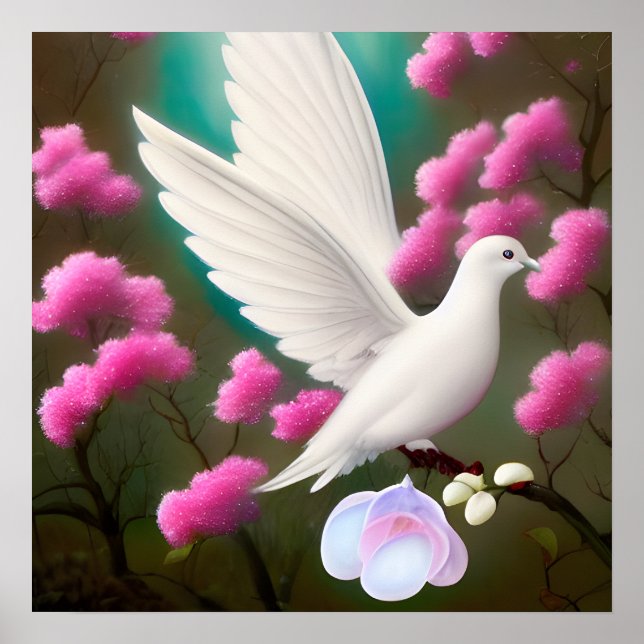 Surreal Pop White Dove Poster (Vorne)