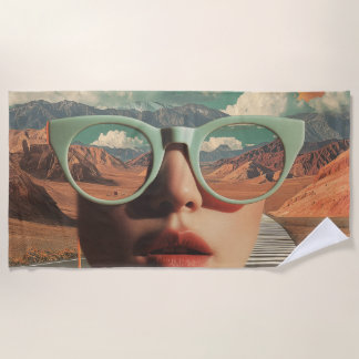 Surreal Portrait With Glasses Reflecting Desert Strandtuch