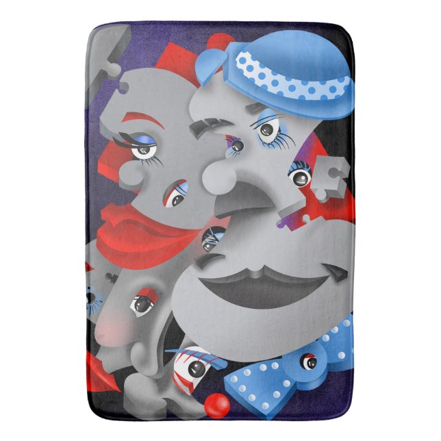 Surreal Puzzle Faces Bath Mat Badematte (Vorderseite Vertikal)