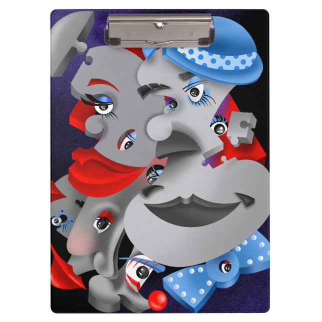 Surreal Puzzle Faces Clipboard Klemmbrett (Vorderseite)