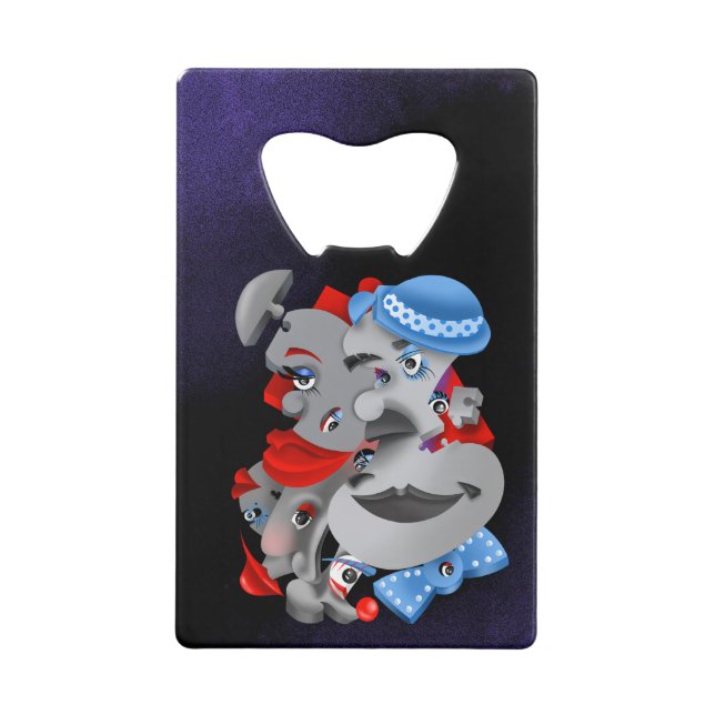 Surreal Puzzle Faces Flaschenöffner (Vorderseite)