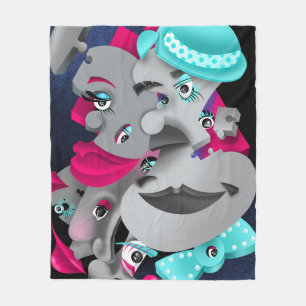 Surreal Puzzle Faces Fleecedecke