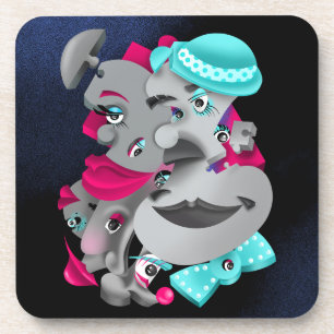 Surreal Puzzle Faces Getränkeuntersetzer