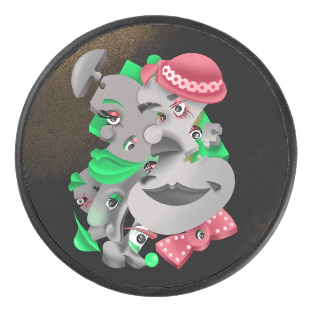 Surreal Puzzle Faces Hockey Puck (Vorderseite)